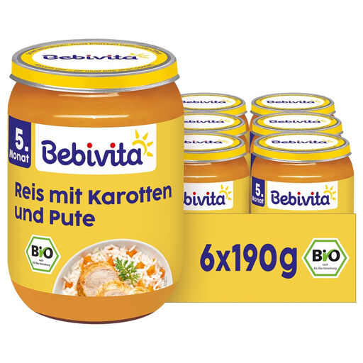 Bebivita Rice with Carrots and Turkey from 5 Months 6 x 190 g