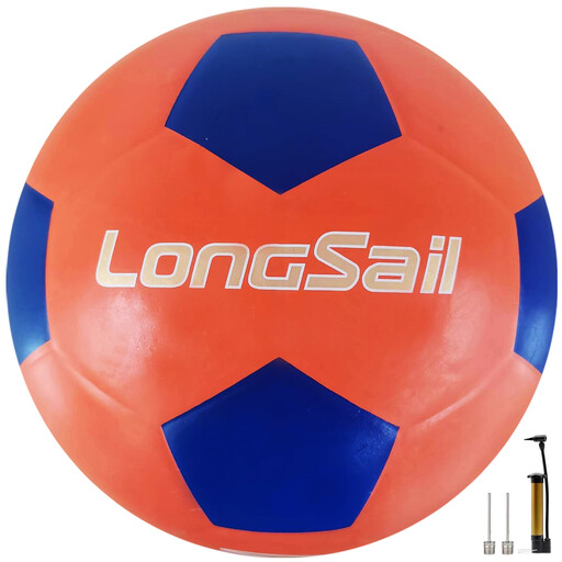 LONGSAIL High-Quality Rubber Soccer, Size 3, Orange/Blue