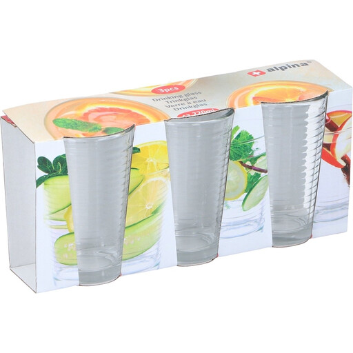 Alpina Glass Drinking Glass Set - 220ml, 3 pcs, Transparent