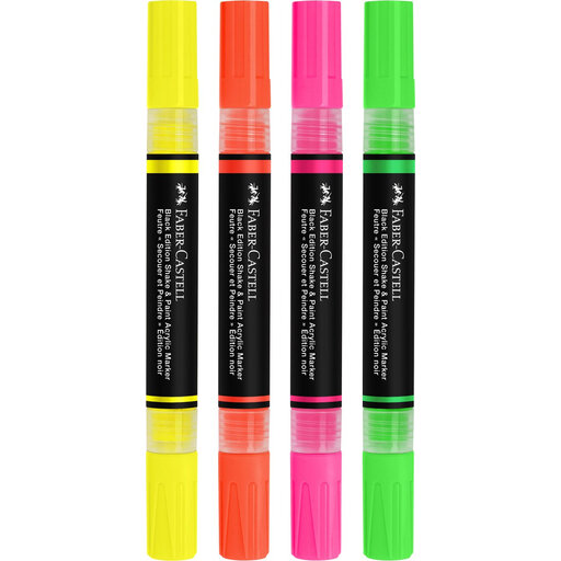 Faber-Castell Acrylic Marker Set - Black Edition, 4 Pcs, Neon Colors