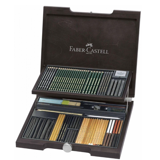 Faber-Castell Pitt Monochrome Wooden Box with Accessories 85pieces