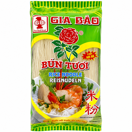 Gia Bao Bun Tuoi rice noodles, 1.0 mm strands, 500 g pack