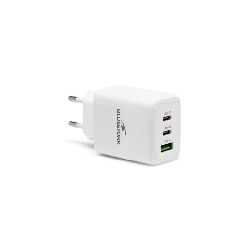 Chargeur PD 65W - Avec c?ble - Ports USB-C/USB-A - Blanc
