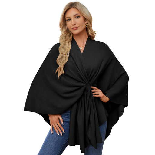 PULI Womens Shawl 0857 BlackF