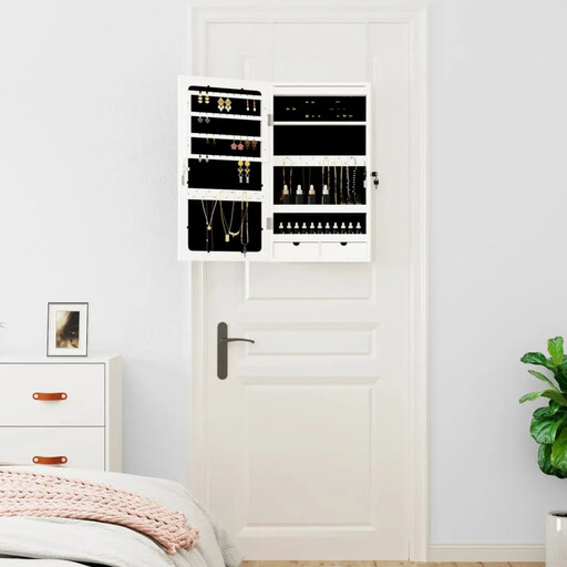 vidaXL jewelry cabinet with mirror and led lighting