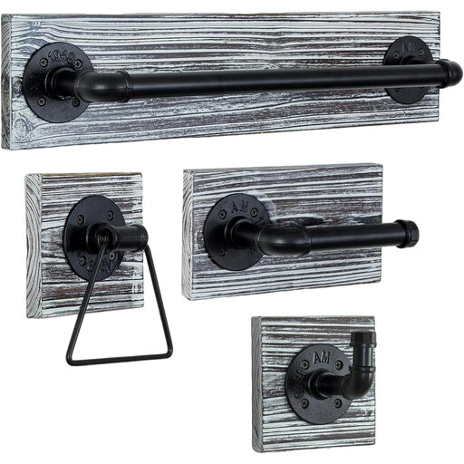 MyGift 4-teiliges wandmontiertes Badezimmer-Hardware-Set
