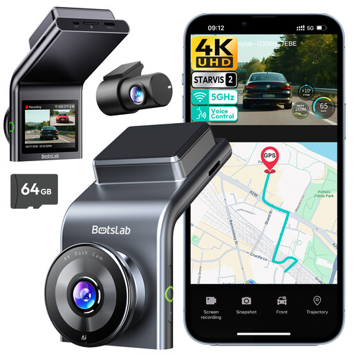 BOTSLAB G300H Plus 4K Dash Cam Front and Rear with STARVIS 2 Sensor