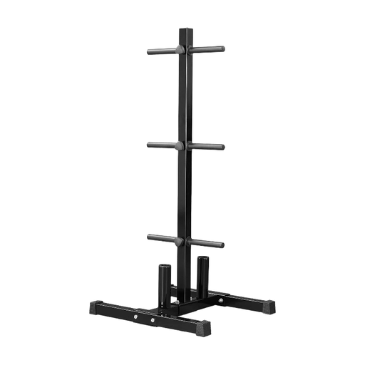 Yaheetech Weight Plate Storage with 2 Barbell Bar Holders for Standard 1-Inch/2-Inch Weights， 400KG Capacity Plate Tree Stand Rack for Home Gym Storage， Black