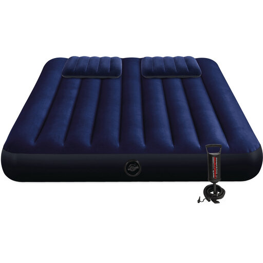 Intex Classic Downy Airbed Queen - Blue/Black, 152 x 203 x 25 cm