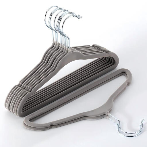 30-pack Kids Velvet, Non-Slip Clothes Hangers, Grey
