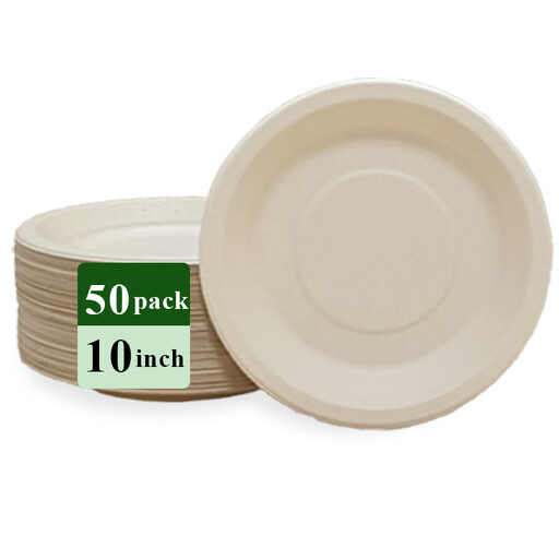 Lot de 50 Assiettes en Fibre de Bambou Ruibamboo - 25 cm