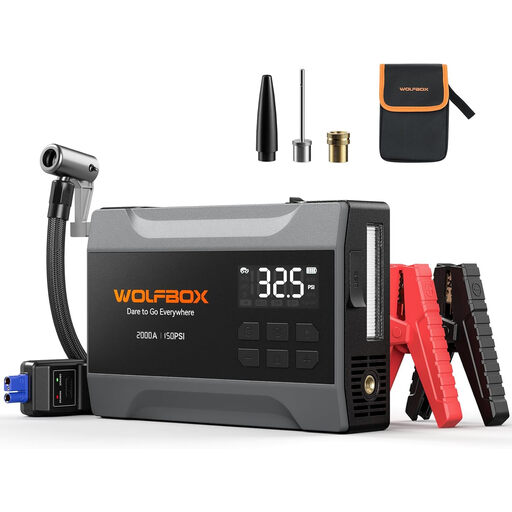 WOLFBOX 2000A Jump Starter with Air Compressor