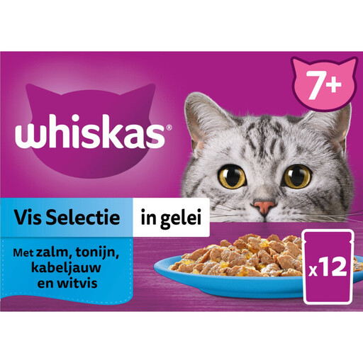 Whiskas Senior Nourriture humide pour chat sélection poisson en gelée 7+