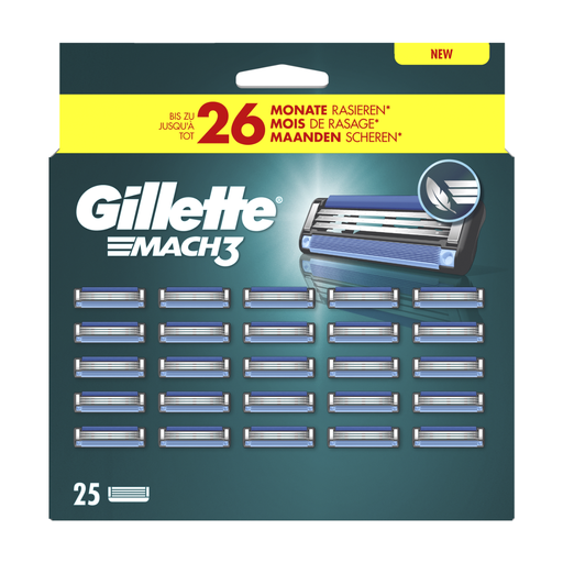 Gillette Mach3 Base Cartridges for Men – 25-piece pack