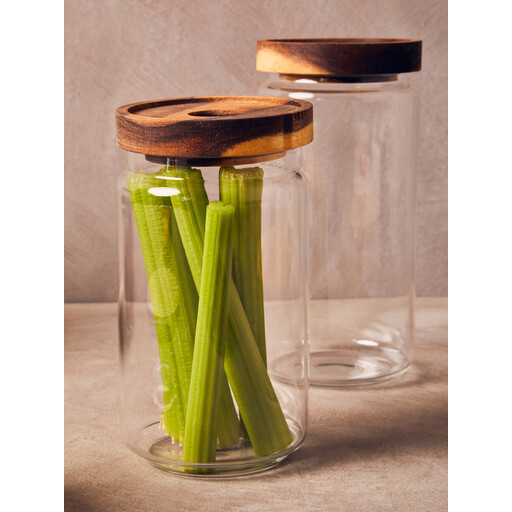 Maison by Premier 1000ml Glass Jar with acacia wood lid