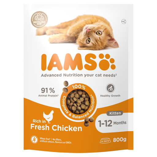 Iams for Vitality Kitten Food with Fresh Chicken 800g