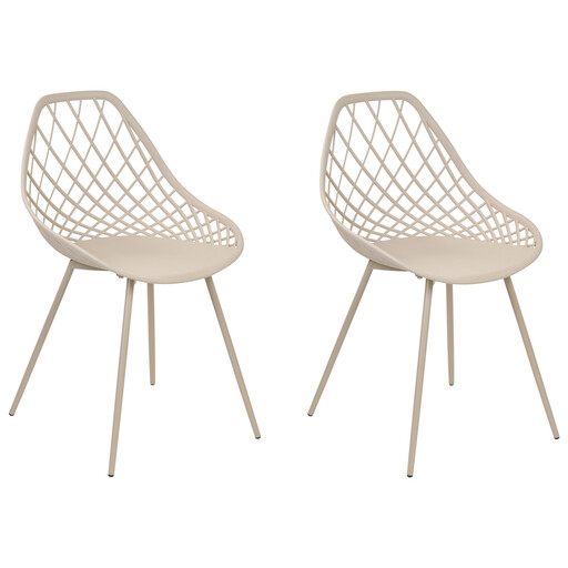 Beliani 2er-Set moderne Esszimmerstühle Beige