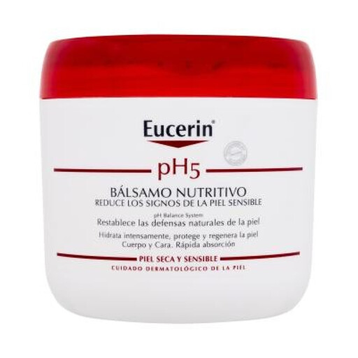 Eucerin Moisturising Cream in a weißen Tiegel mit rotem Deckel
