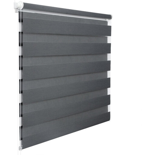 WOLTU Doppelrollo Klemmfix ohne Bohren Dunkelgrau B80 x H130 cm