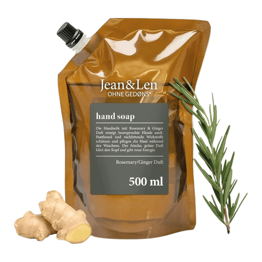 Jean & Len Rosemary & Ginger Hand Soap, Cleans Stressed Hands, Daily Use, Liquid Soap in Refill