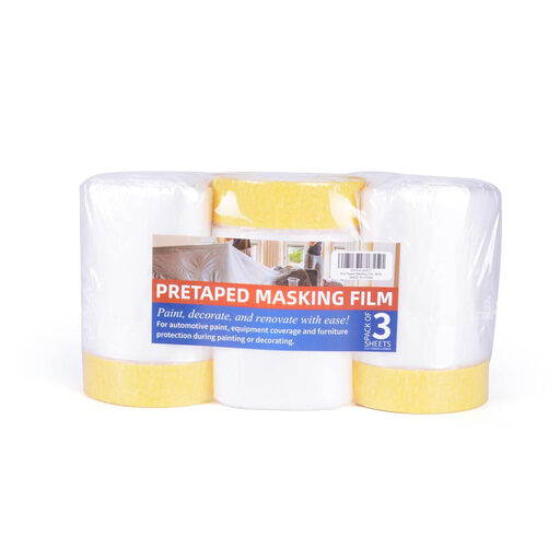 TAPEBEAR Pre-Taped Masking Film, Tape and Drape, 22inch X 65feet