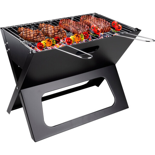 Alpina Portable Charcoal BBQ Grill - Black, 46cm