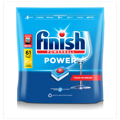 Finish Power Dishwashing Tablets, Lemon, 61 Tabs