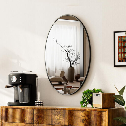 Melodieux Oval Wall Mirror 51x71cm Black