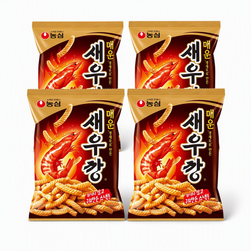 Chips de crevette Nongshim Spicy Shrimp Chips, lot de 4 sachets de 75 g