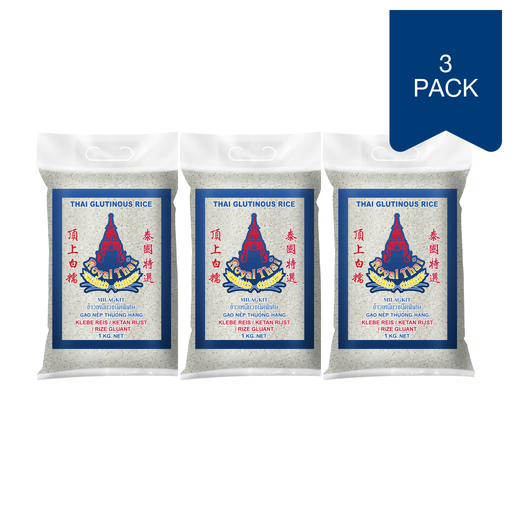 Royal Thai Sticky Rice, pack of three 1 kg bags