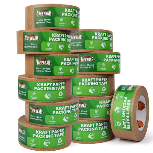 TAPEBEAR Heavy-Duty Eco-Friendly Kraft Paper Tape, 12 Rolls