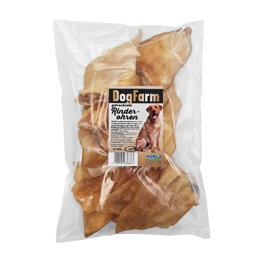 DOG FARM – Dried Beef Ears 200g (10 Pieces) – Low-Fat Dog Chews – Natural, Single-Ingredient – Supports Dental Health