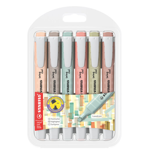 STABILO Swing Cool NatureCOLORS - Highlighter - Pack of 6 - Assorted Colours