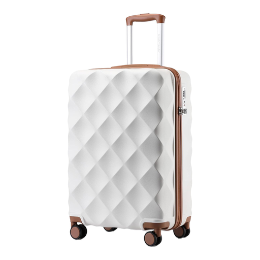 British Traveller Hard Shell Carry-On Suitcase in Creme