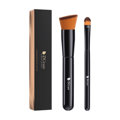 DUcare Angled Foundation Brush + Concealer Brush 2-Piece Set