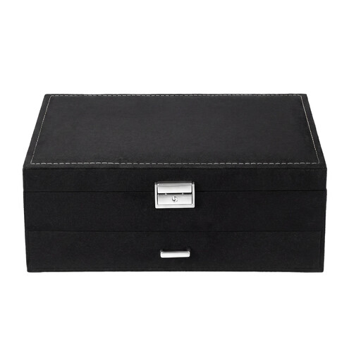 Ochama Jewellery Organiser, 2-Tier Storage Case with Drawer and Lock