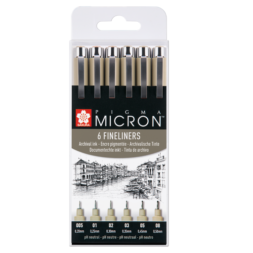 Amsterdam Sakura Pigma Micron case of 6 black fineliners