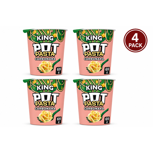 Pot Noodle King Pot Pasta Creamy Carbonara 69g, four-pack