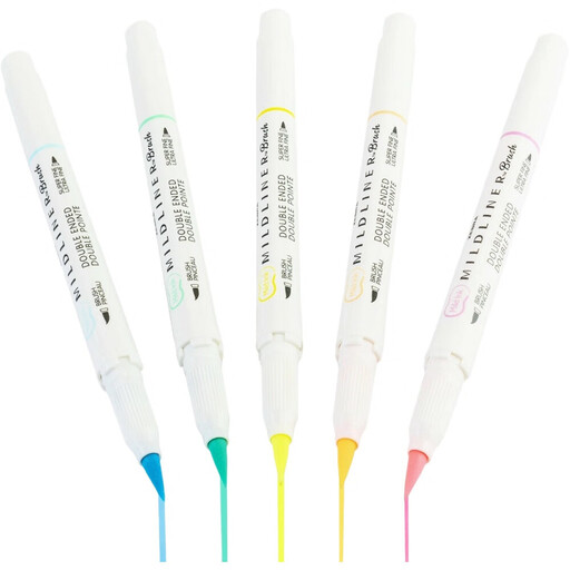 Zebra Mildliner Double Tip Fluor Brush Marker 5 Colors