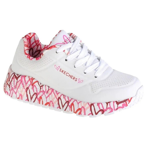 Skechers Girls' Recreational Shoes Uno Lite Lovely - Luv White/Red