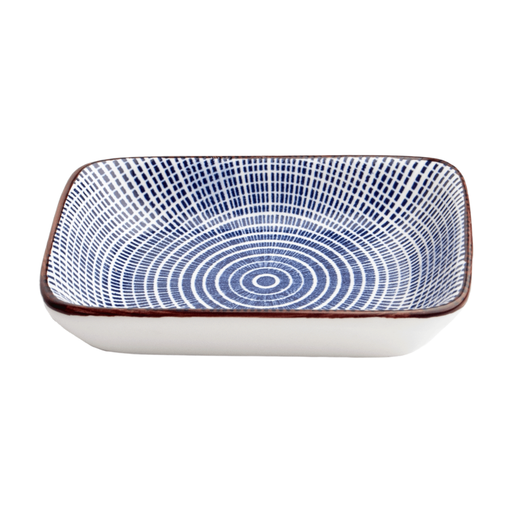 Emro-Aziatica Rectangular Sauce Dish with Blue Stripes