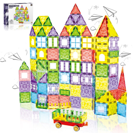 XINQIYUAN Qiyuan Educational Toy 7.5cm Diamond Surface Magnetic Tile Set 100pcs