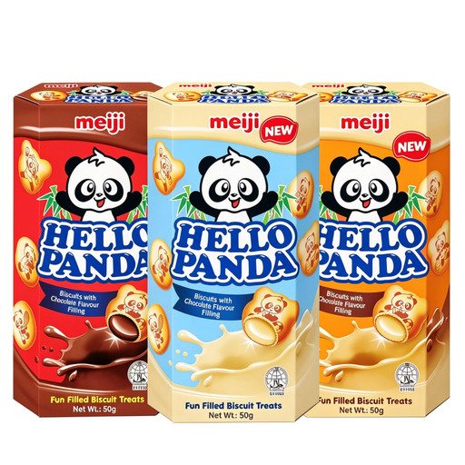 Meiji Hello Panda Biscuits with Assortment of 3 Flavours Filling 150g
