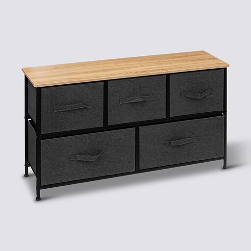 5five Tissa Low 5-Drawer Chest of Drawers - Dark Grey, 100 x 30 x 55 cm
