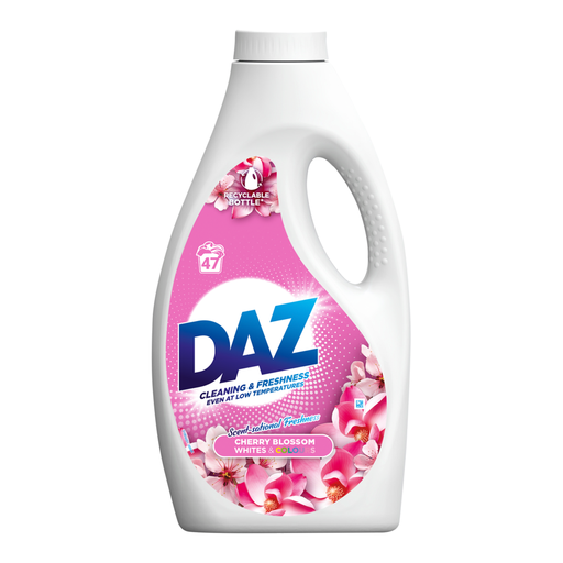 Daz Liquid Laundry Detergent, Cherry Blossom, Whites & Colours, 47 Washes, 1.551l
