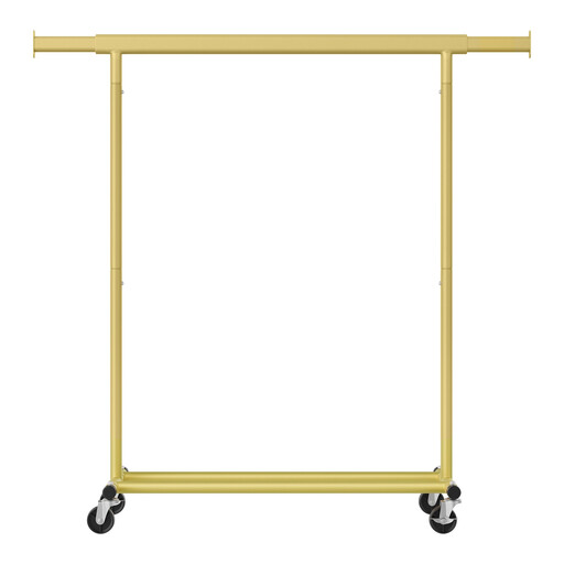 Ochama S Garment Rail with Wheels, Adjustable Clothes Rack, Heavy Duty for Bedroom, Easy Assembly, Portable, Gold