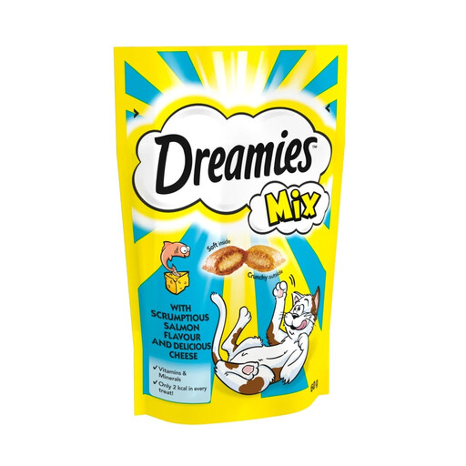 Dreamies Mix Cat Treat Biscuits with Salmon Flavour & Cheese