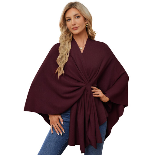 PULI Women's Shawl 0857 in Burgundy