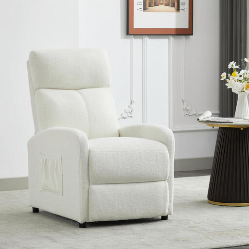 mcc direct Push Back Recliner Chair in Teddy Fabric Beige
