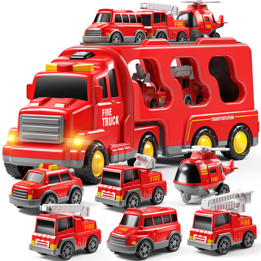 7-in-1 Firefighter Vehicle Transporter Set